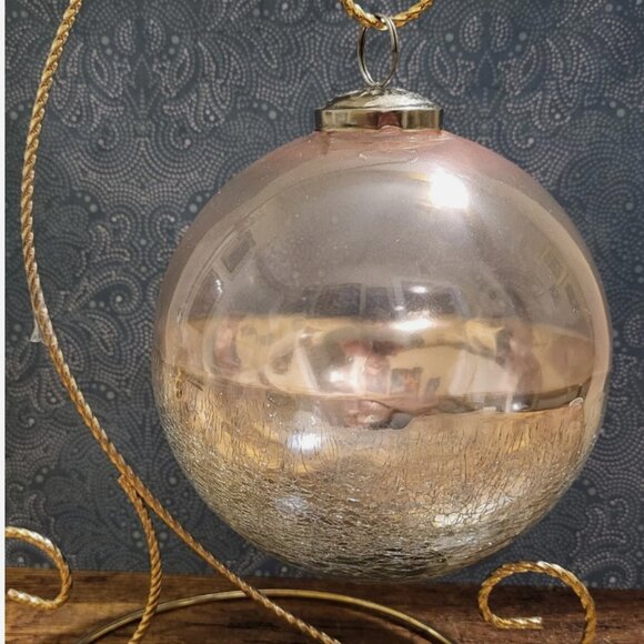 Pier 1 Pink & Silver Crackle Glass Witches Ball-Large Glass Window Ball - Picture 9 of 9